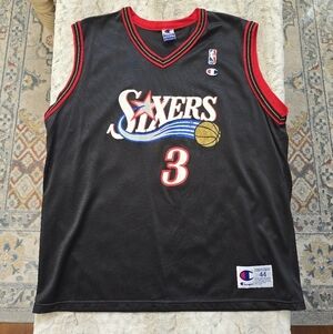 Vintage Champion Allen Iverson #3 Philadelphia 76ers Sixers Jersey Large 44